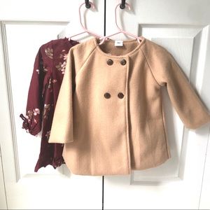 NWT Camel Overcoat with Burgundy Floral Dress